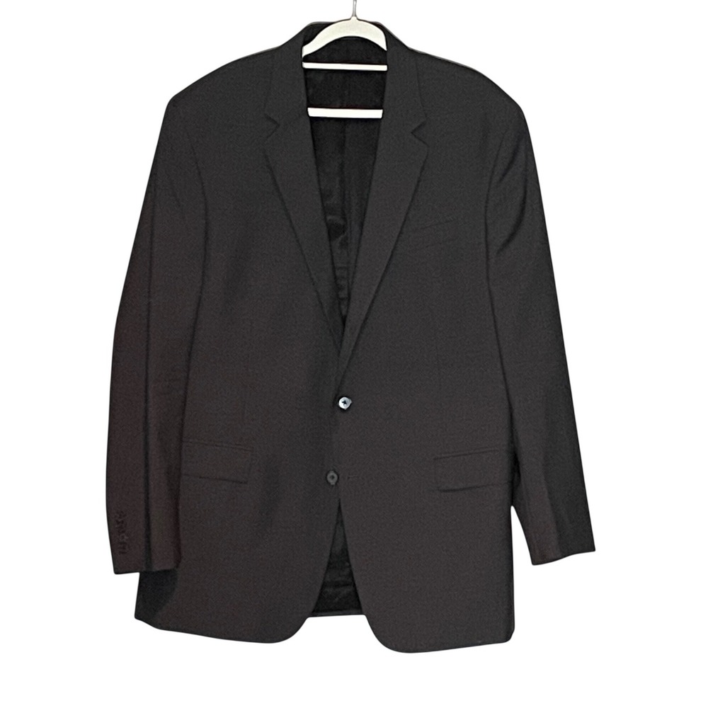 Kenneth Cole New York Mens 46R Blazer 100% Wool Charcoal Grey 2-Button Coat